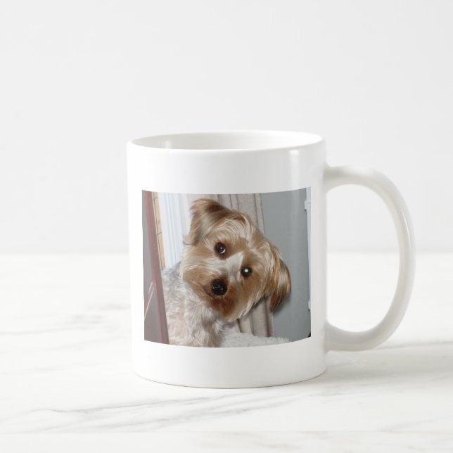 Yorkie Peeking runt hörnet Kaffemugg (Höger)