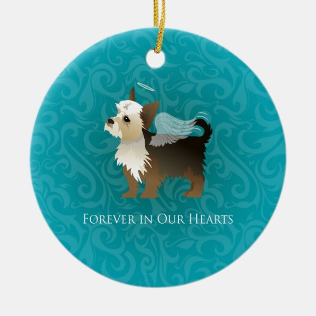 Yorkie - Pet Memorial - Angel Hund Julgransprydnad Keramik (Framsidan)