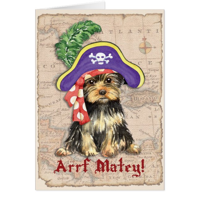 Yorkie Pirat Greeting Card Hälsningskort (Framsidan)