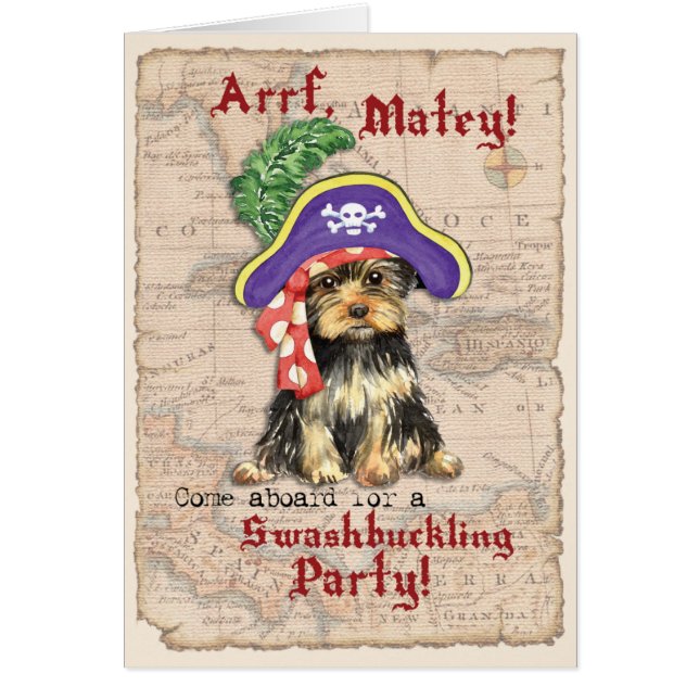 Yorkie Pirat-inbjudan OBS Kort (Framsidan)