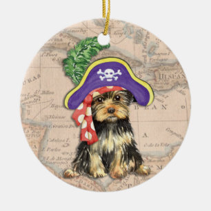 Yorkie Pirat Julgransprydnad Keramik