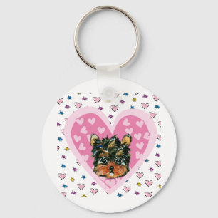 Yorkie Poo Alla hjärtans dag Nyckelring