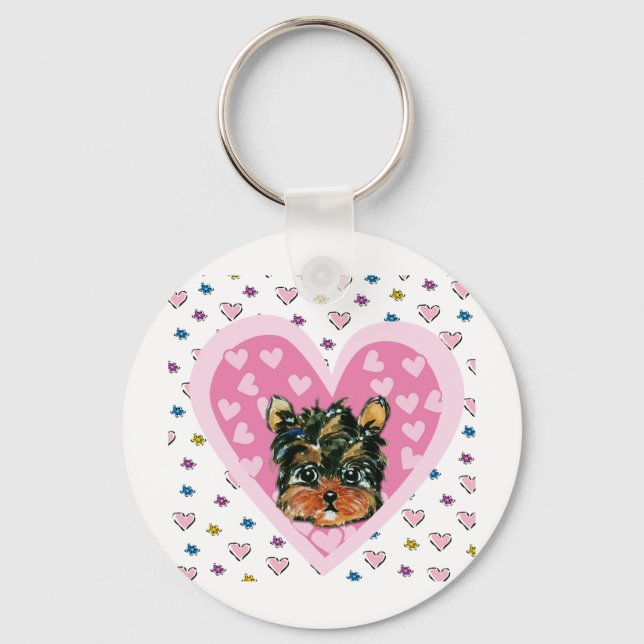 Yorkie Poo Alla hjärtans dag Nyckelring (Framsida)