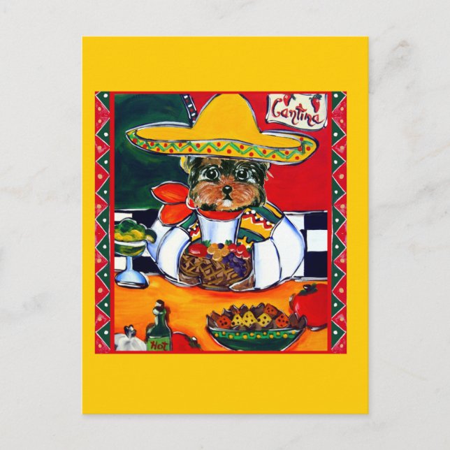 Yorkie Poo Cinco de Mayo Vykort (Framsida)