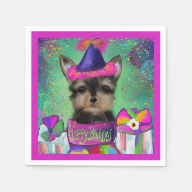 YORKIE POO FÖDELSEDAG  PAPPERSSERVETT (Framsidan)