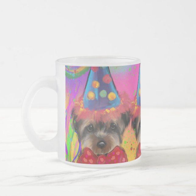 Yorkie Poo Frostad Glasmugg (Vänster)