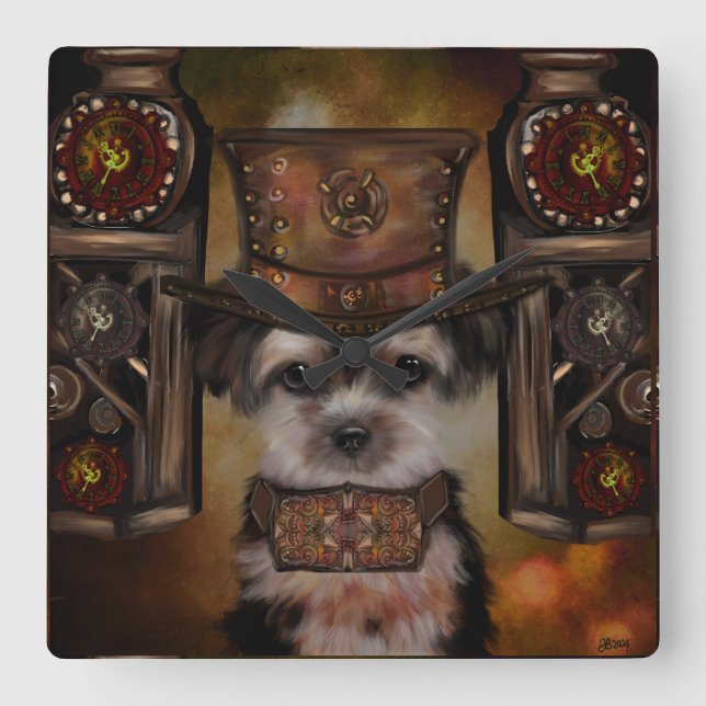 Yorkie Poo Fyrkantig Klocka (Framsida)