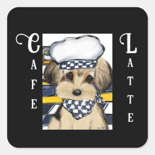 YORKIE POO  FYRKANTIGT KLISTERMÄRKE