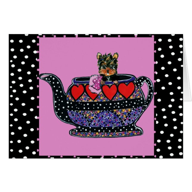 Yorkie Poo Hälsningskort (Framsidan Horizontal)