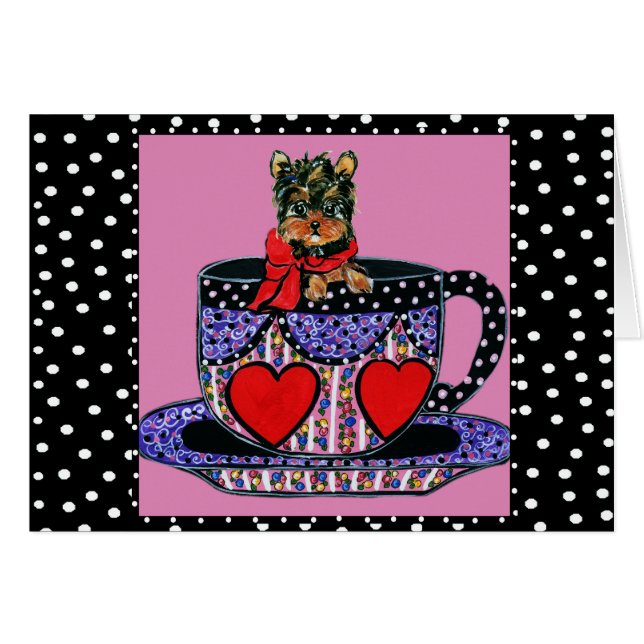 Yorkie Poo Hälsningskort (Framsidan Horizontal)