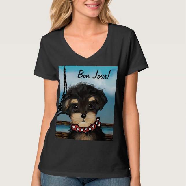 YORKIE POO I PARIS     T SHIRT (Framsida)