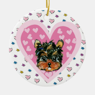 Yorkie Poo Julgransprydnad Keramik