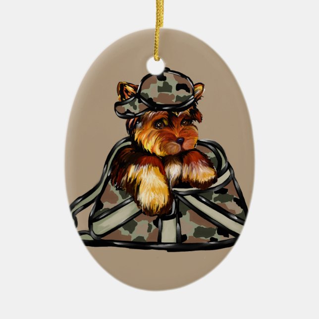 YORKIE POO JULGRANSPRYDNAD KERAMIK (Framsidan)