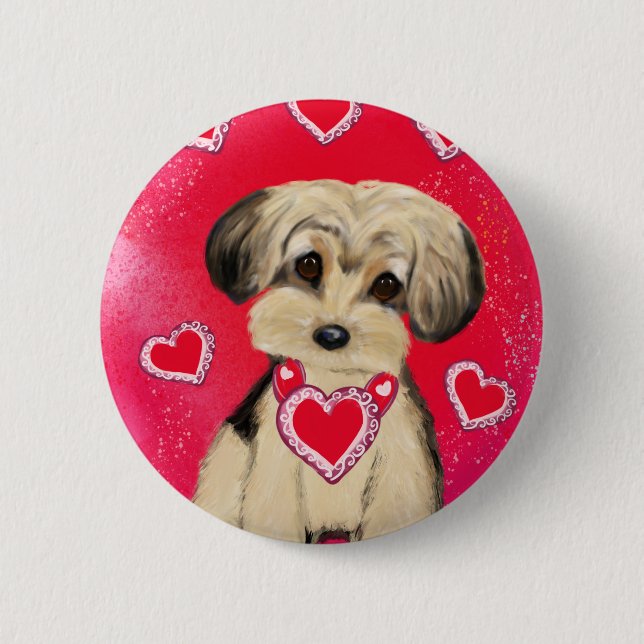 YORKIE POO KNAPP (Framsida)