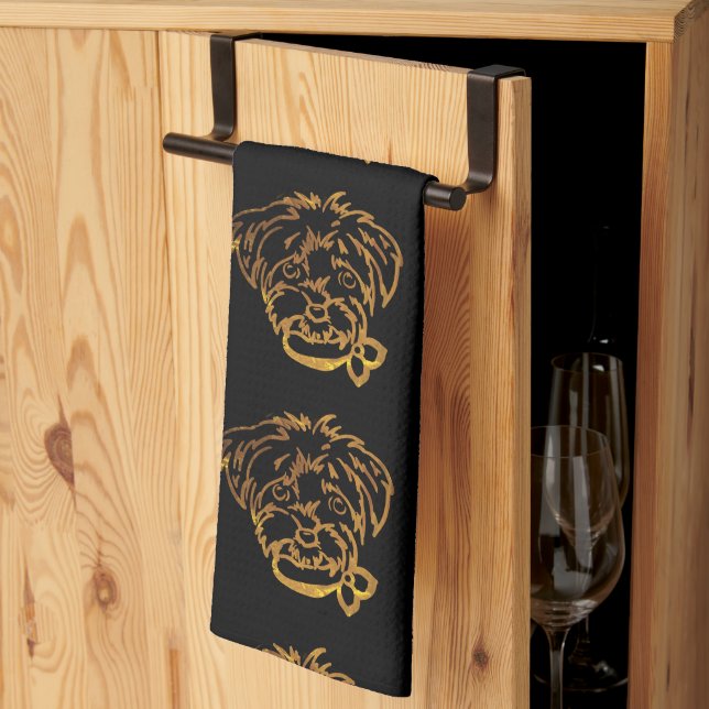 Yorkie Poo  Kökshandduk (Thirds Fold)