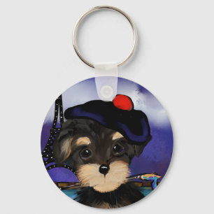 YORKIE POO KONSTNÄR I PARIS NYCKELRING