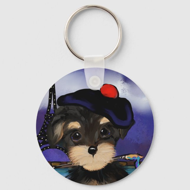 YORKIE POO KONSTNÄR I PARIS NYCKELRING (Framsida)