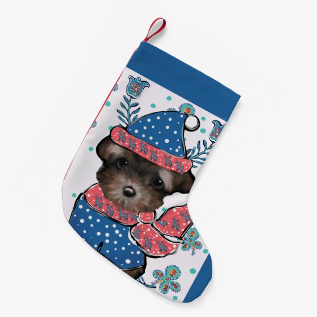 Yorkie Poo  Liten Julstrumpa (Framsidan (Hängande))