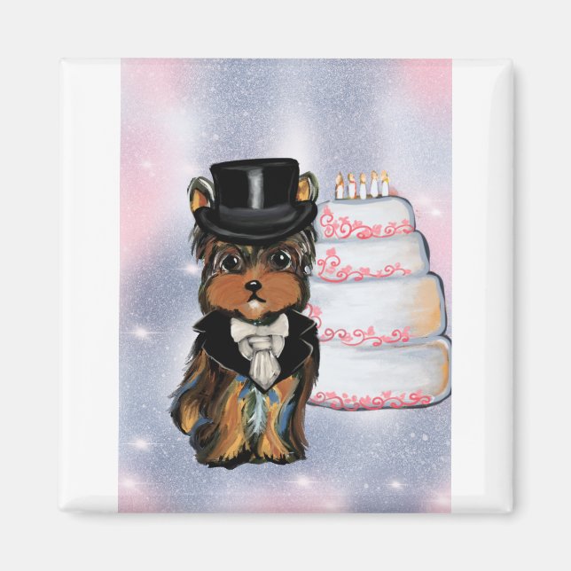 Yorkie poo pälsvård magnet (Framsidan)