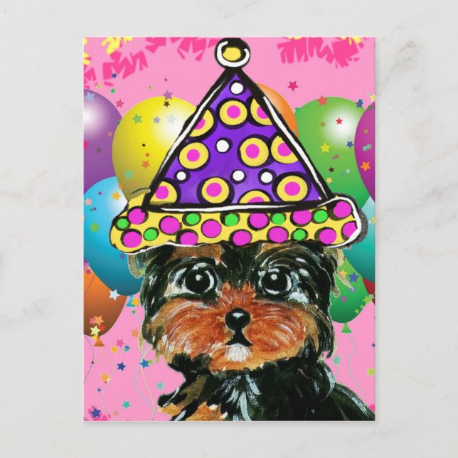 Yorkie Poo Party Hund Inbjudan Vykort (Framsida)