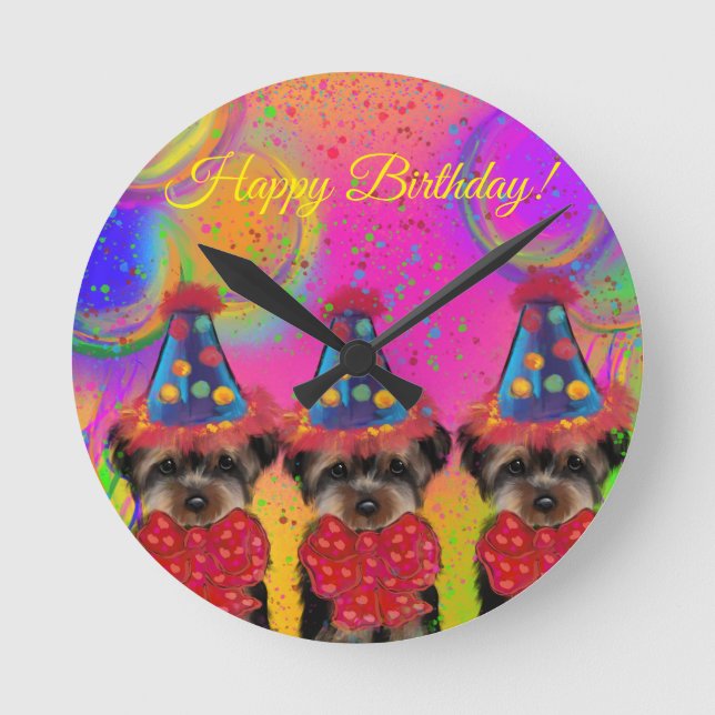 Yorkie Poo Rund Klocka (Framsida)