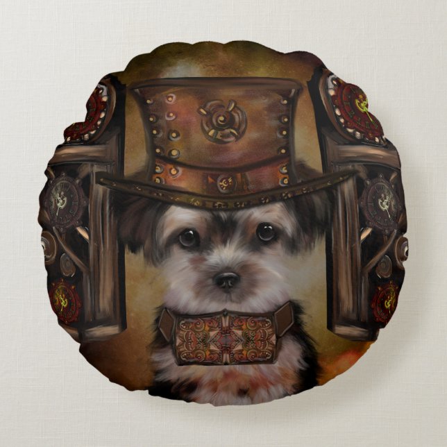 Yorkie Poo Rund Kudde (Framsidan)