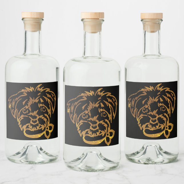 Yorkie Poo  Spritflaskor Etikett (Flaskor)
