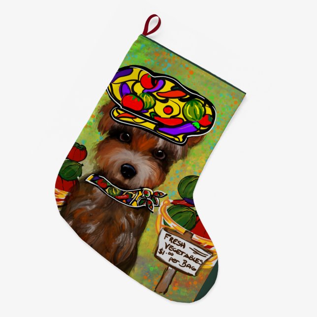  Yorkie Poo      Stor Julstrumpa (Framsidan (Hängande))