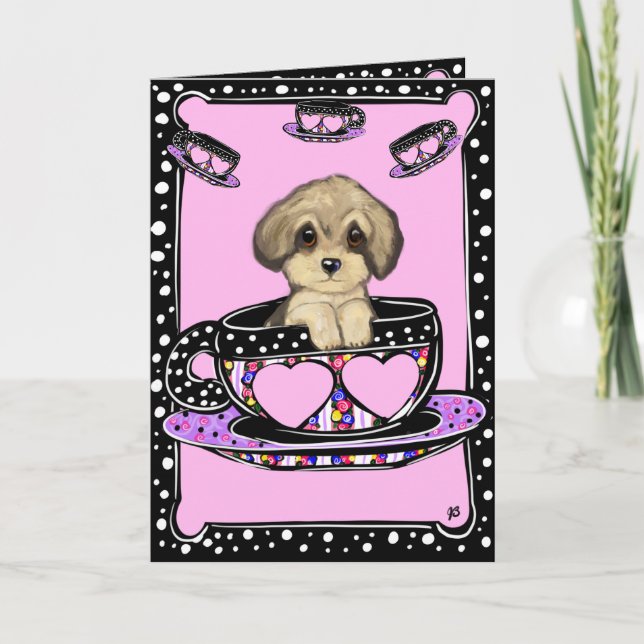 Yorkie Poo Tea Cup Kort (Framsida)