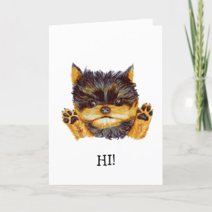 Yorkie Puppy Hund Greeting Card Valentine Helgkort