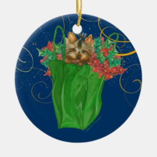 Yorkie Puppy jul Ornament