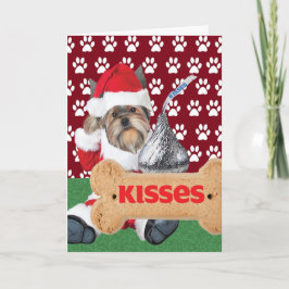 Yorkie Puppy Kiss-julkort Helgkort