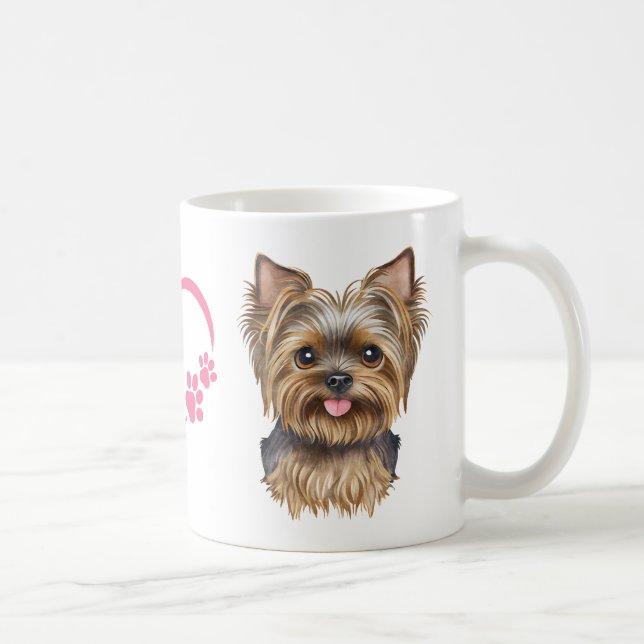 Yorkie Puppy Rosa Watercolor Yorkshire Terrier Kaffemugg (Höger)