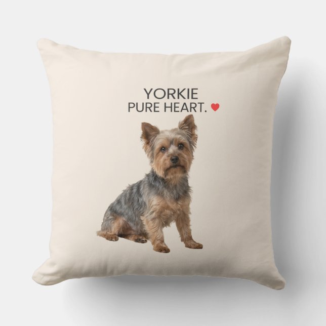 Yorkie Pure Heart Throw Pillow Kudde (Framsida)