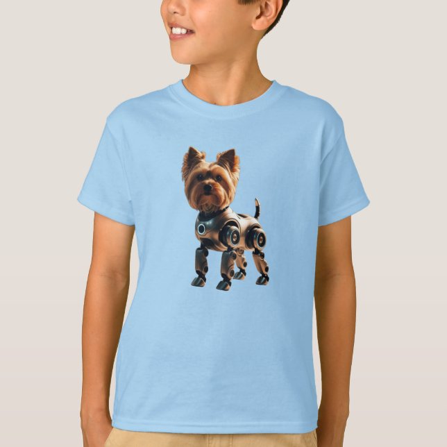 Yorkie Robot Barn T-Shirt (Framsida)