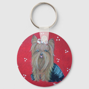 Yorkie röd keychain nyckelring