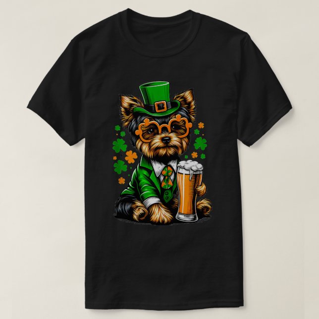 Yorkie Saint Paddys-dagskassan för Tanken Älskare  T Shirt (Design framsida)