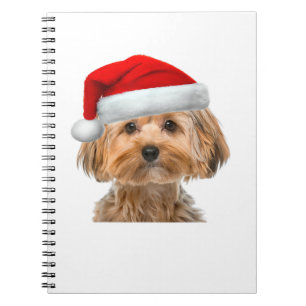 Yorkie Shirt Cute Hund Santa Hat-bild från Herren Anteckningsbok
