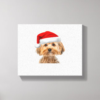 Yorkie Shirt Cute Hund Santa Hat-bild från Herren  Canvastryck