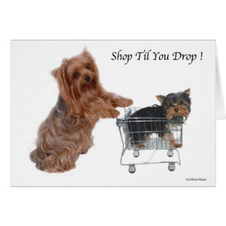 Yorkie Shop Til You Drop Hälsningskort