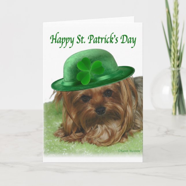 Yorkie St. Patrick's Day Kort (Framsida)