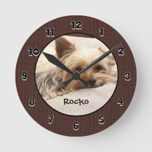 Yorkie Terrier Anpassningsbar Round Clock Rund Klocka