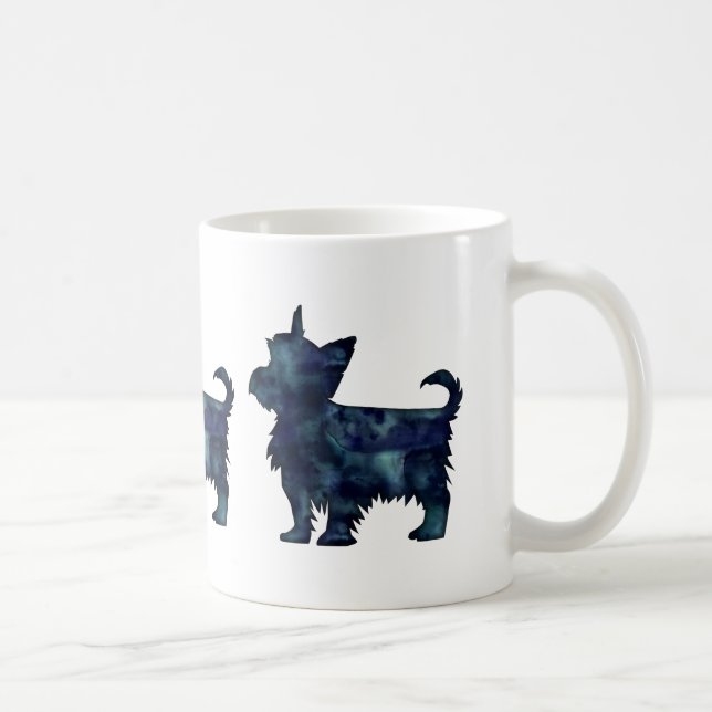 Yorkie Terrier Black Watercolor Silhouette Kaffemugg (Höger)