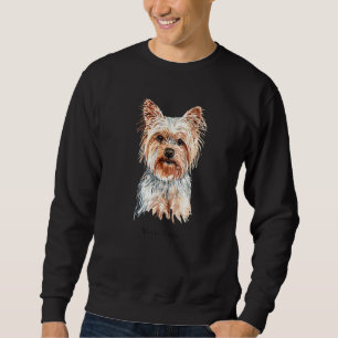 Yorkie Terrier Brun Hund Porträtt Lång Ärmad Tröja