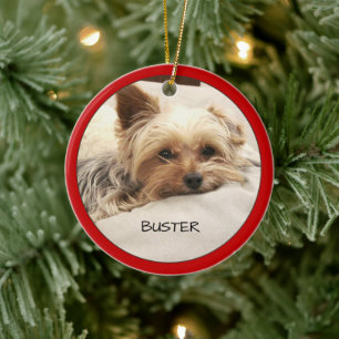 Yorkie Terrier Hund Personlig  Julgransprydnad Keramik