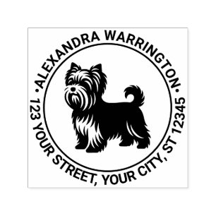 Yorkie Terrier Hund Stående Sil Namn Returadress Självfärgande Stämpel