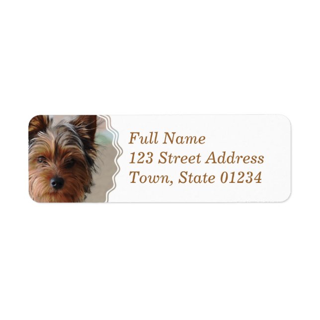 Yorkie Terrier Mailing Label Returadress Etikett (Framsidan)