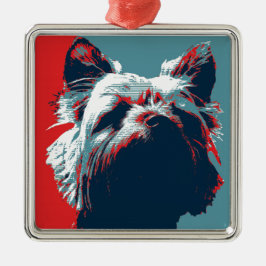 Yorkie Terrier Policy Parody Design Julgransprydnad Metall