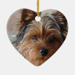 Yorkie Terrierprydnad Julgransprydnad Keramik
