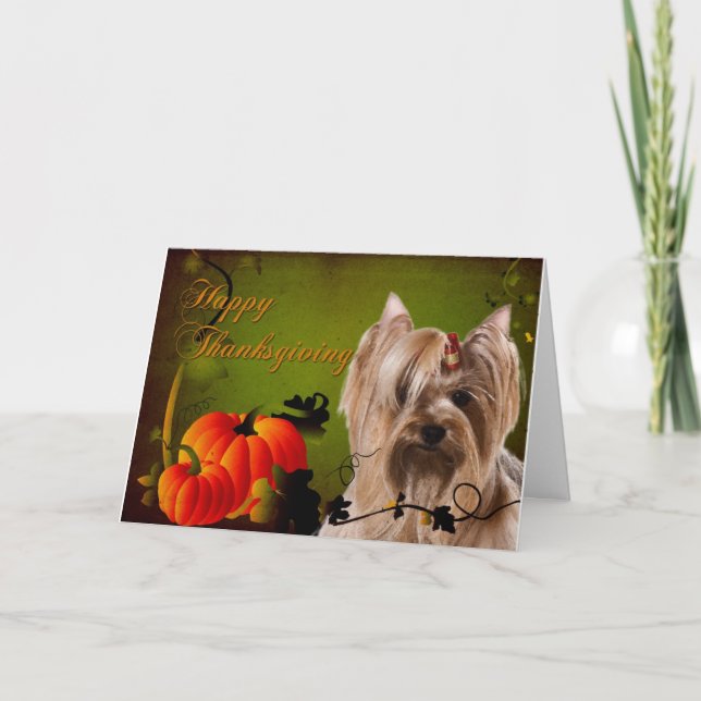 Yorkie Thanksgiving Card Helgkort (Framsida)